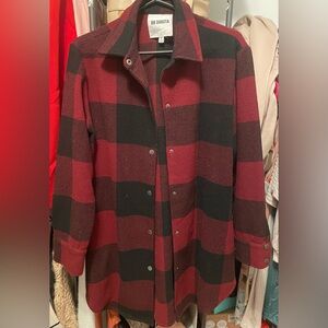 BB Dakota Red and Black Buffalo Plaid Button-Front Overshirt